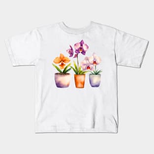 Potted Orchid Watercolor Kids T-Shirt